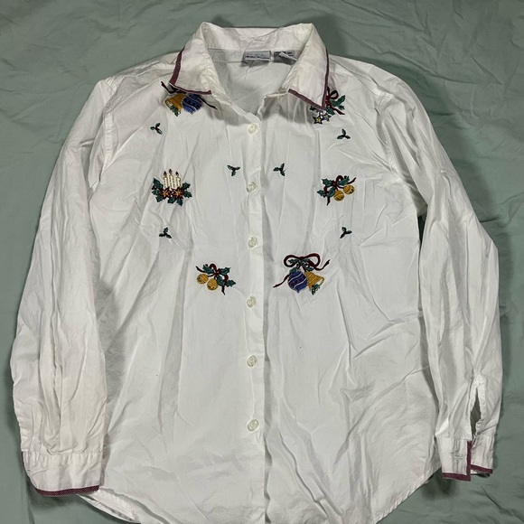 Vintage Bobbie Brooks Embroidered Christmas Shirt - Picture 1 of 6